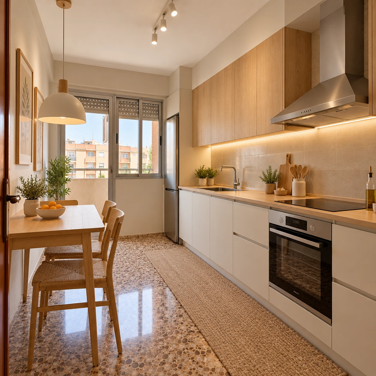 Cocina vacía antes del home staging virtual