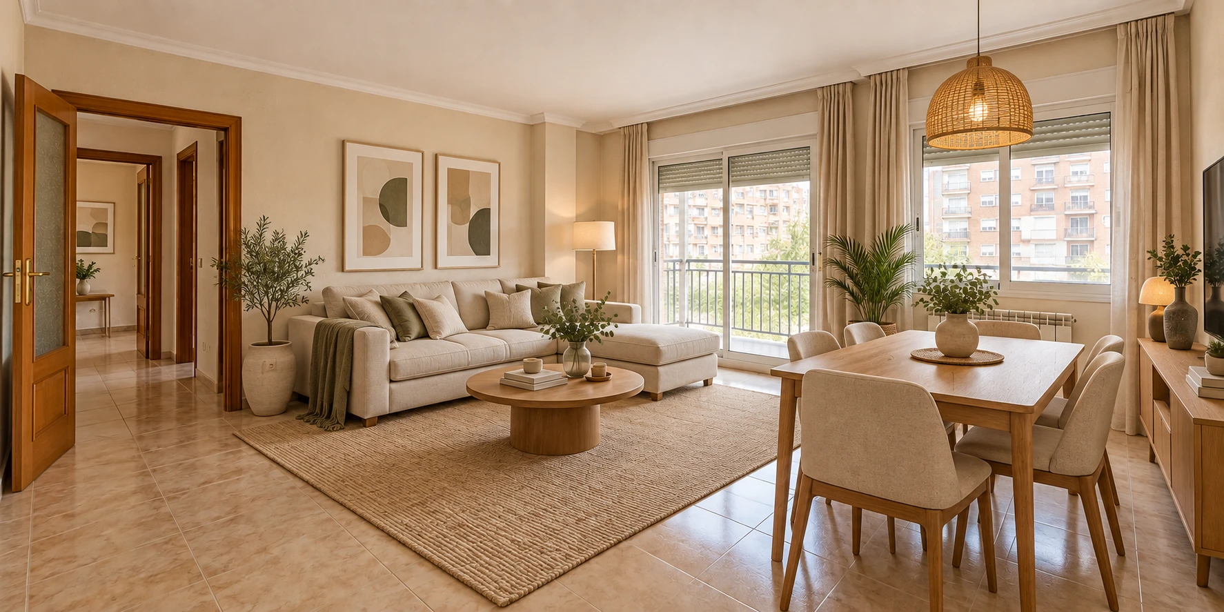 Salón vacío antes del home staging virtual